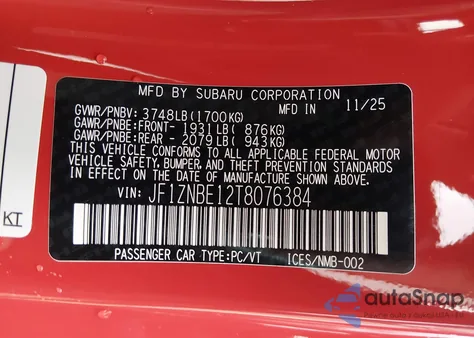 2026 Toyo Gr86 Premium Automat from USA, damaged, VIN JF1ZNBE12T8076384